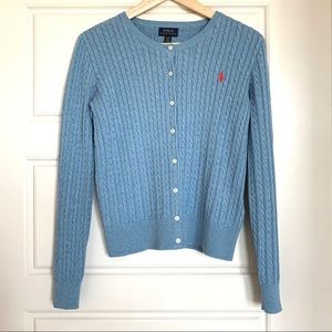 Polo youth cable knit cardigan